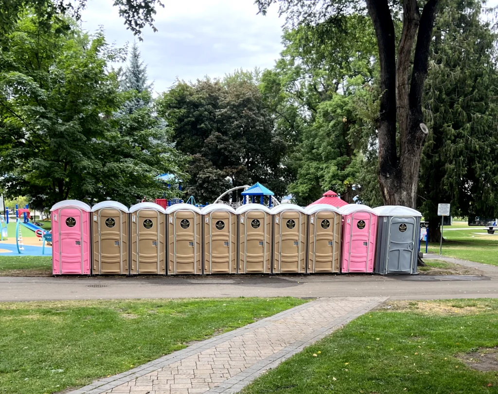 Lux Loo luxury porta potty rental set up at an outdoor event in Kamloops BC interior