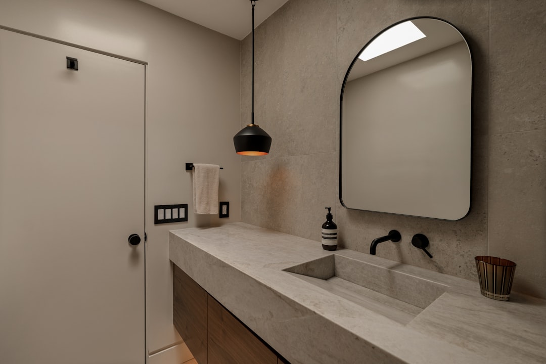 luxury washroom trailer interior with modern finishes and proper lighting