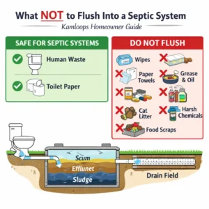 Read more about the article The Complete Guide to What Not to Flush with a Septic System (Avoid These Costly Mistakes)