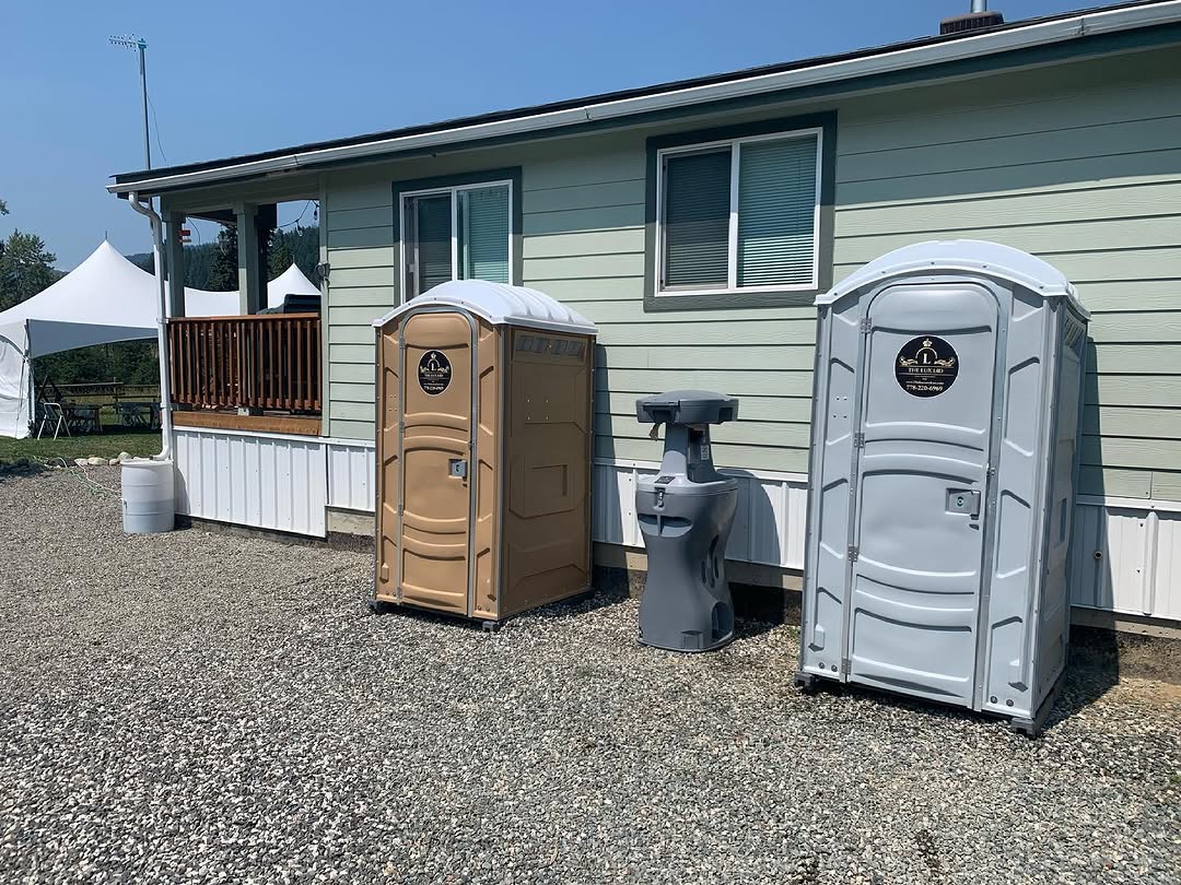 private property backyard in Kamloops BC with portable toilet rental near acreage home